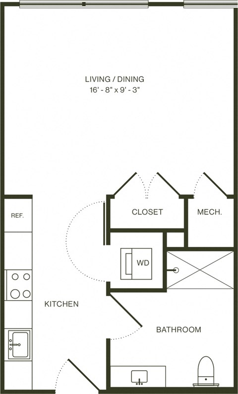a floor plan of a house with a bedroom and a living room